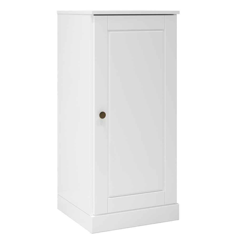 17" White Solid Wood Single Door Linen Cabinet HomeRoots