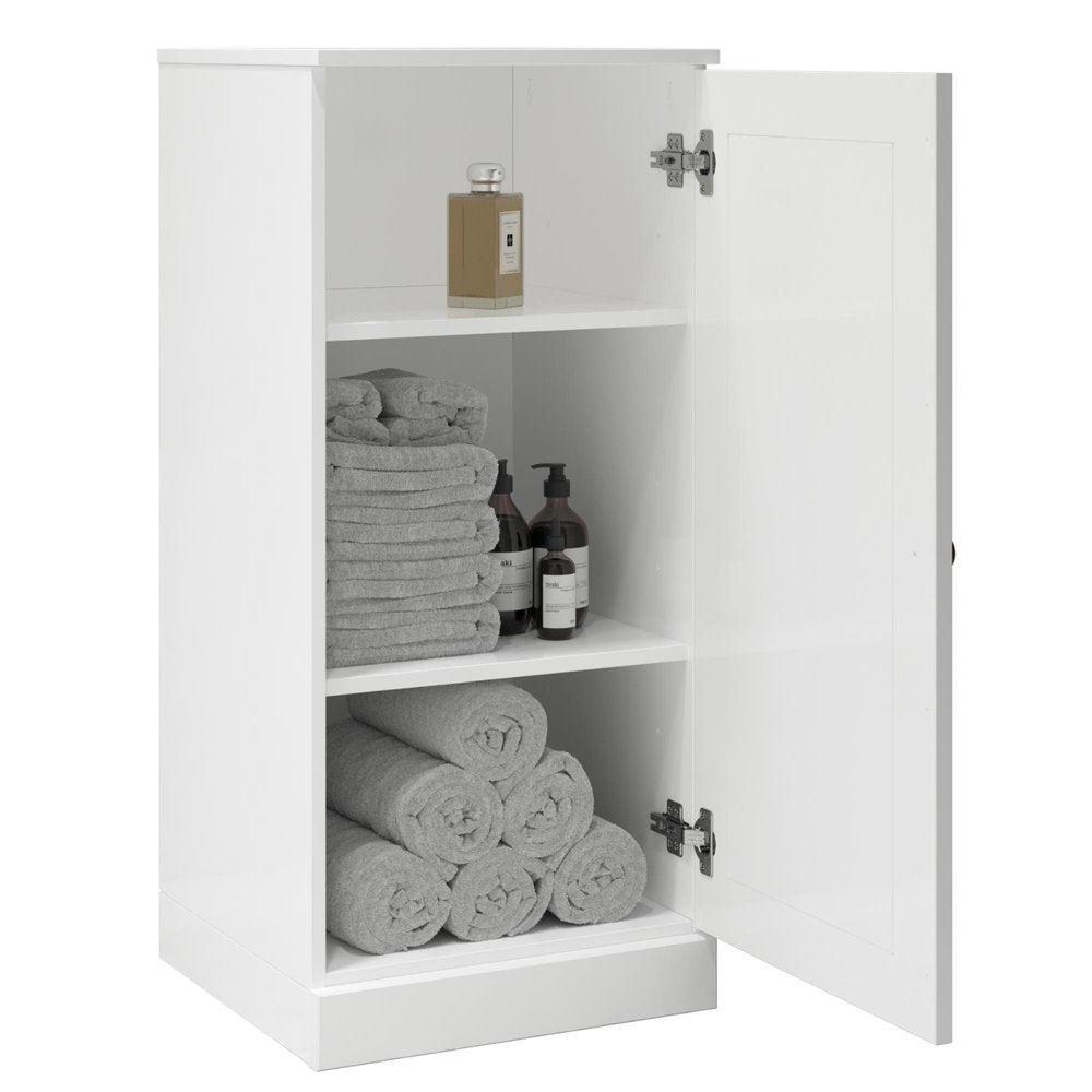 17" White Solid Wood Single Door Linen Cabinet
