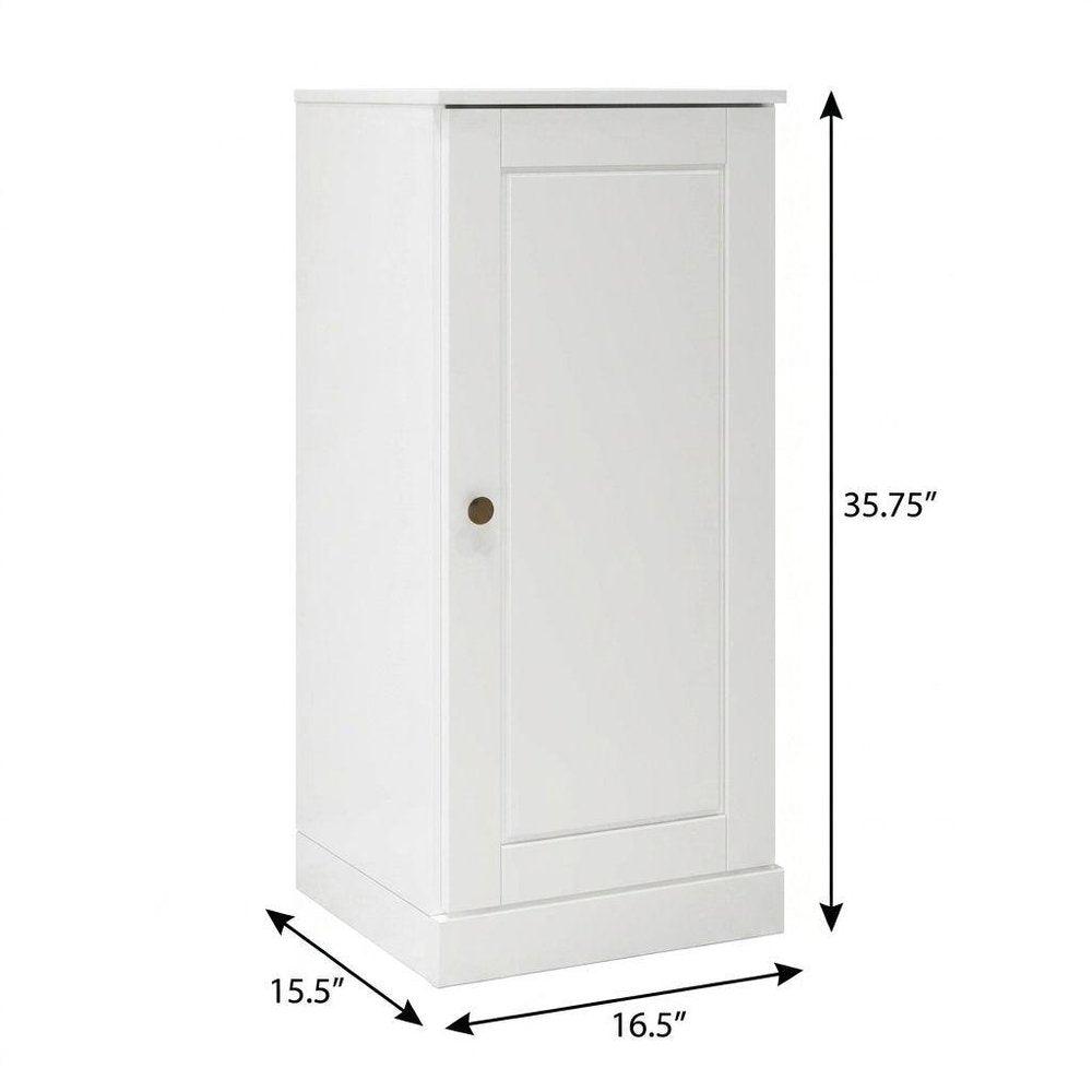 17" White Solid Wood Single Door Linen Cabinet HomeRoots