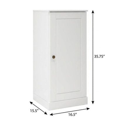 17" White Solid Wood Single Door Linen Cabinet HomeRoots