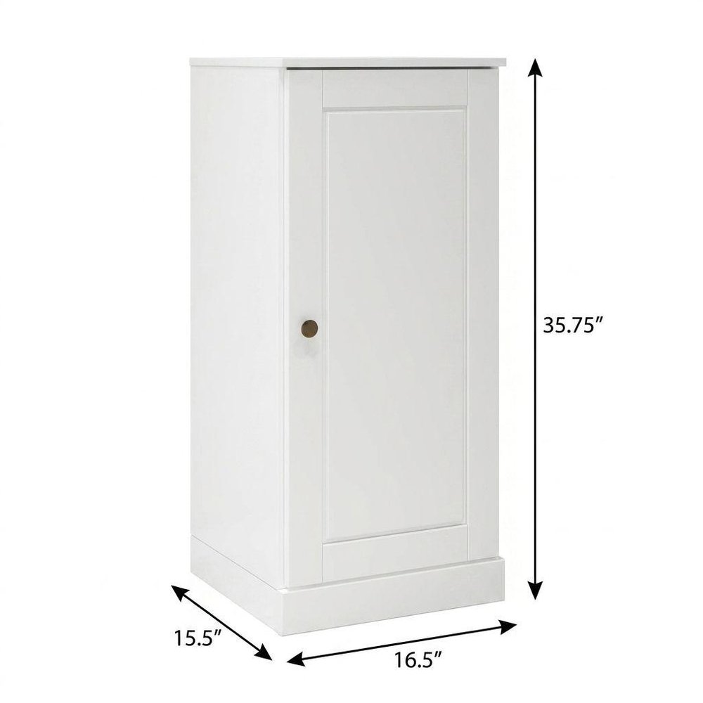 17" White Solid Wood Single Door Linen Cabinet