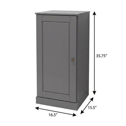 17" Gray Solid Wood Single Door Linen Cabinet