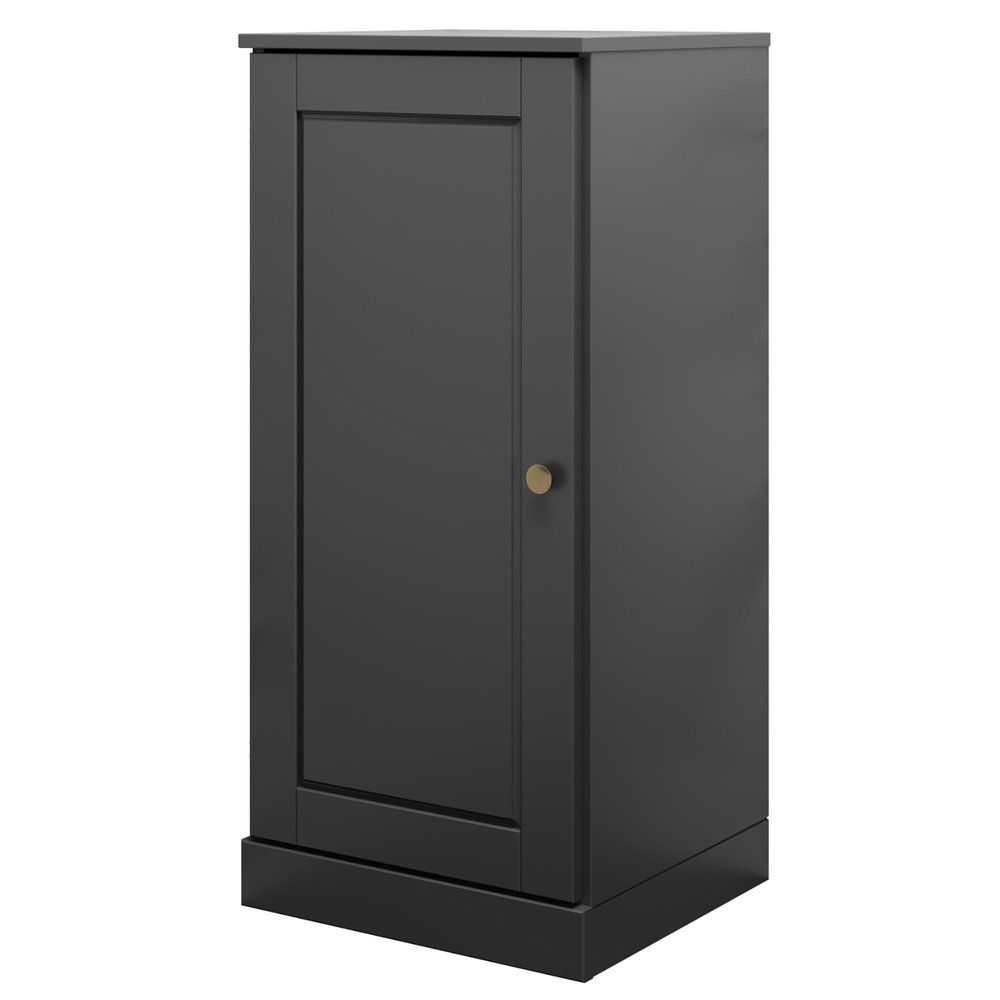 17" Black Solid Wood Single Door Linen Cabinet — view 1