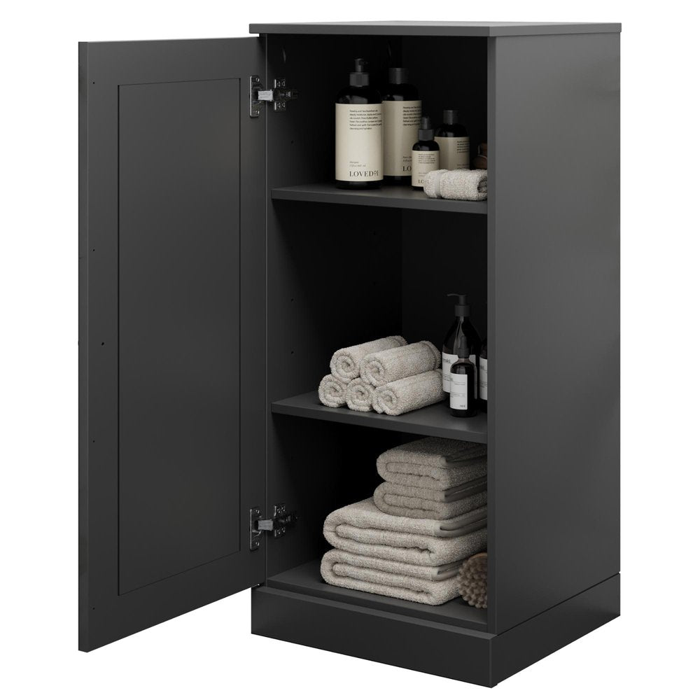17" Black Solid Wood Single Door Linen Cabinet — view 2