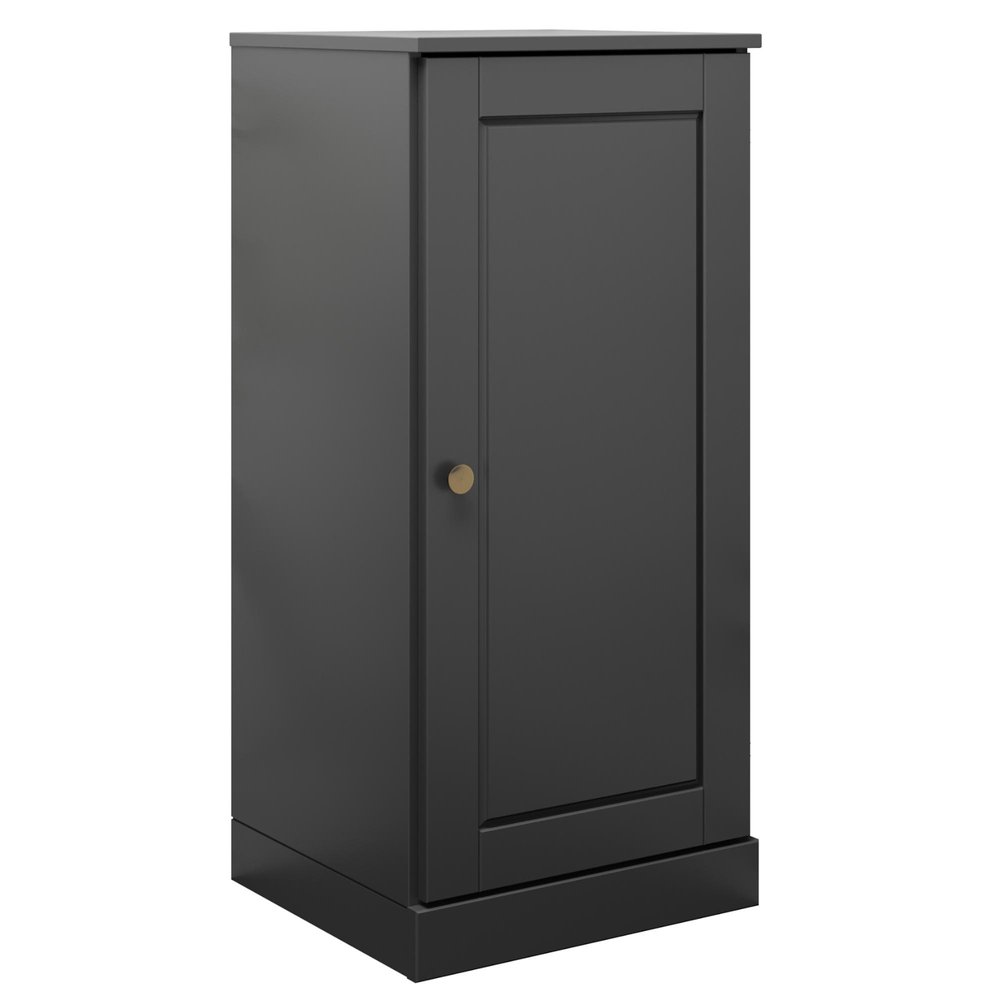 17" Black Solid Wood Single Door Linen Cabinet — view 3