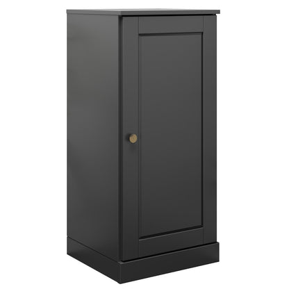 17" Black Solid Wood Single Door Linen Cabinet HomeRoots