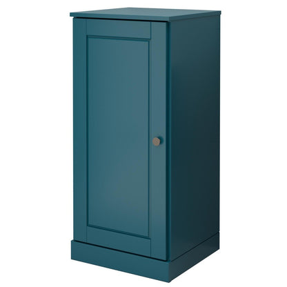 17" Teal Blue Solid Wood Single Door Linen Cabinet