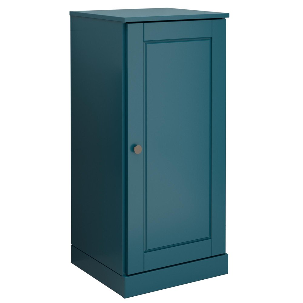 17" Teal Blue Solid Wood Single Door Linen Cabinet HomeRoots