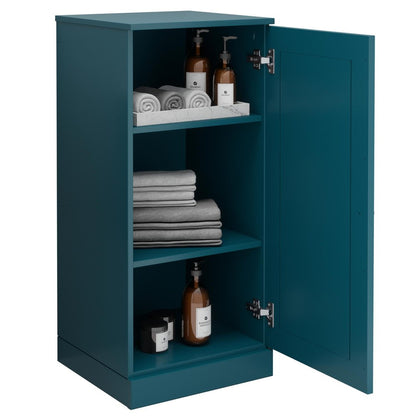 17" Teal Blue Solid Wood Single Door Linen Cabinet
