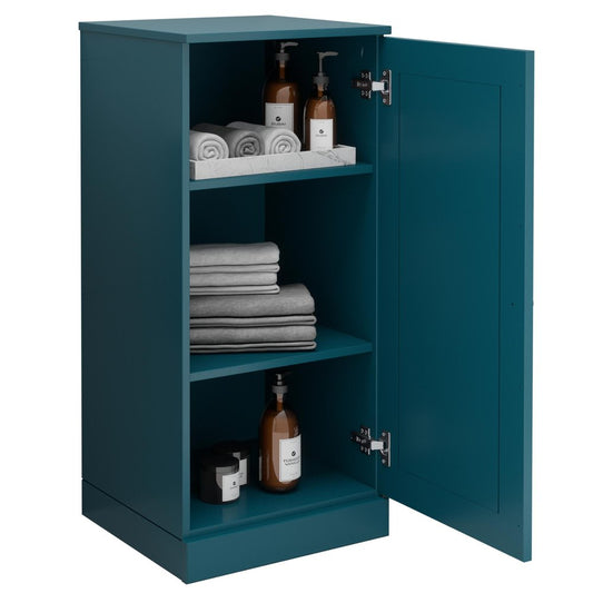 17" Teal Blue Solid Wood Single Door Linen Cabinet