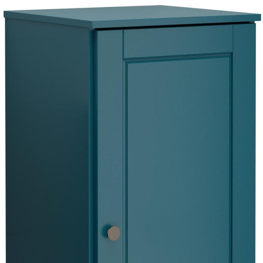 17" Teal Blue Solid Wood Single Door Linen Cabinet