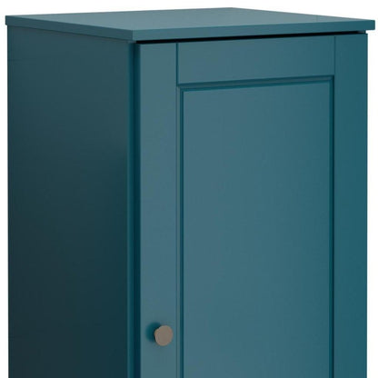 17" Teal Blue Solid Wood Single Door Linen Cabinet