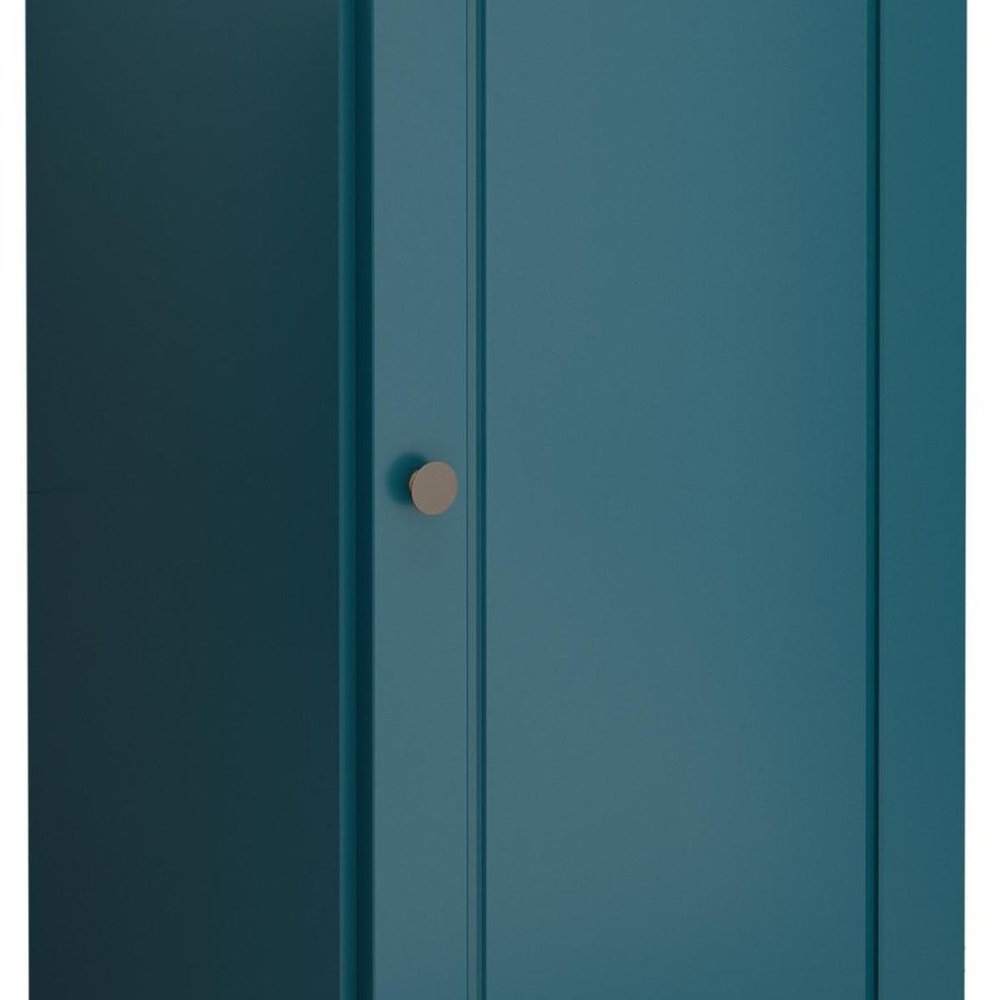 17" Teal Blue Solid Wood Single Door Linen Cabinet