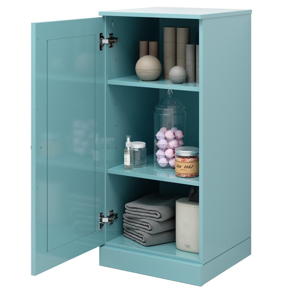 17" Aqua Solid Wood Single Door Linen Cabinet — view 2