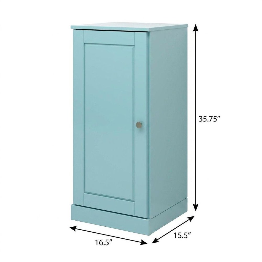 17" Aqua Solid Wood Single Door Linen Cabinet HomeRoots