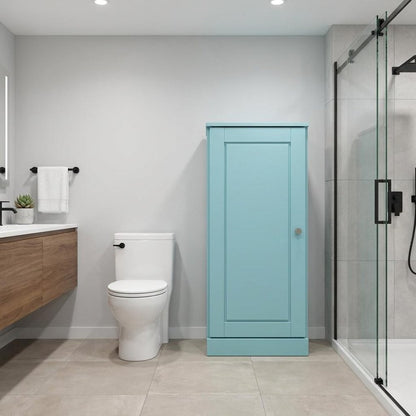 17" Aqua Solid Wood Single Door Linen Cabinet HomeRoots