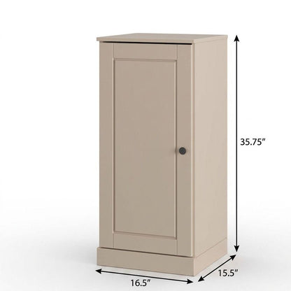 17" Beige Solid Wood Single Door Linen Cabinet HomeRoots