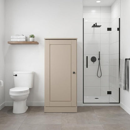 17" Beige Solid Wood Single Door Linen Cabinet HomeRoots
