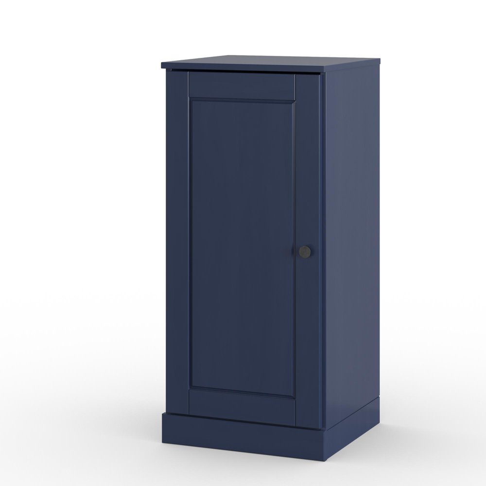 17" Navy Blue Solid Wood Single Door Linen Cabinet