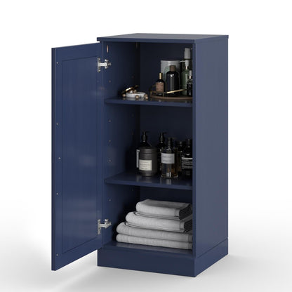 17" Navy Blue Solid Wood Single Door Linen Cabinet