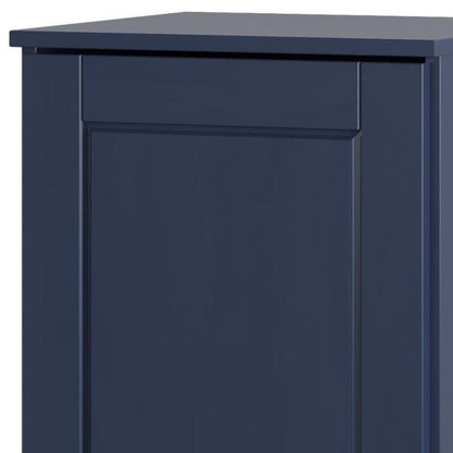 17" Navy Blue Solid Wood Single Door Linen Cabinet