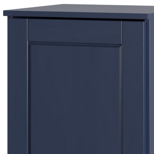 17" Navy Blue Solid Wood Single Door Linen Cabinet