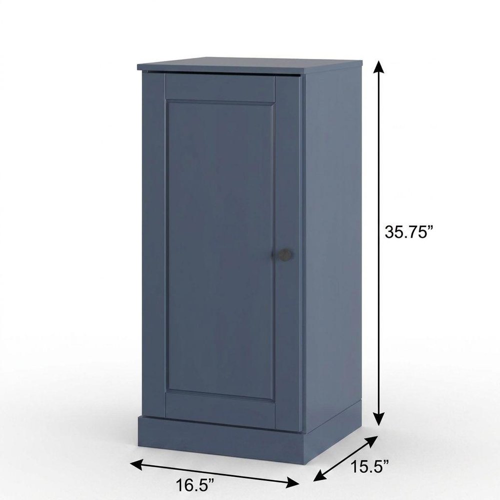 17" French Blue Solid Wood Single Door Linen Cabinet HomeRoots