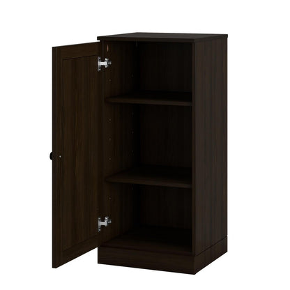 17" Espresso Solid Wood Single Door Linen Cabinet HomeRoots