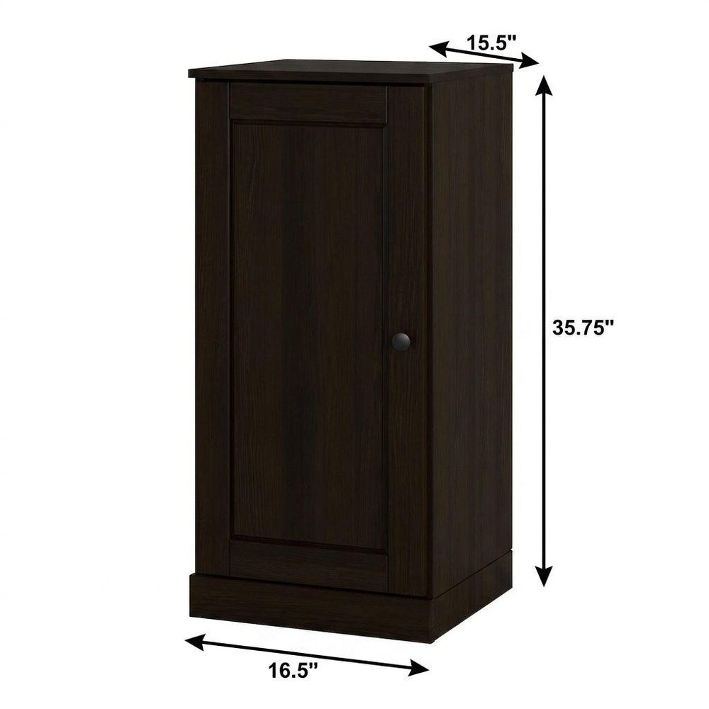 17" Espresso Solid Wood Single Door Linen Cabinet HomeRoots