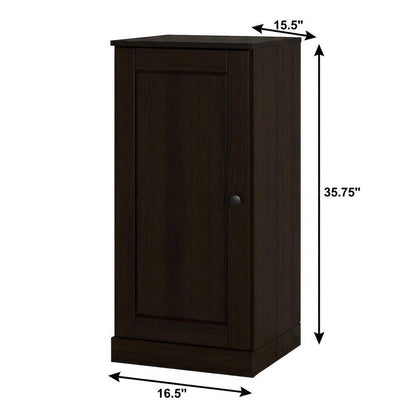 17" Espresso Solid Wood Single Door Linen Cabinet HomeRoots