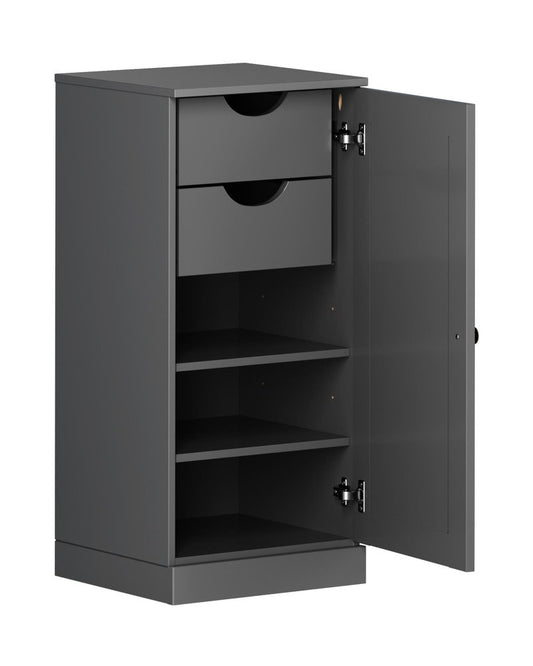17" Gray Solid Wood Single Door Linen Cabinet