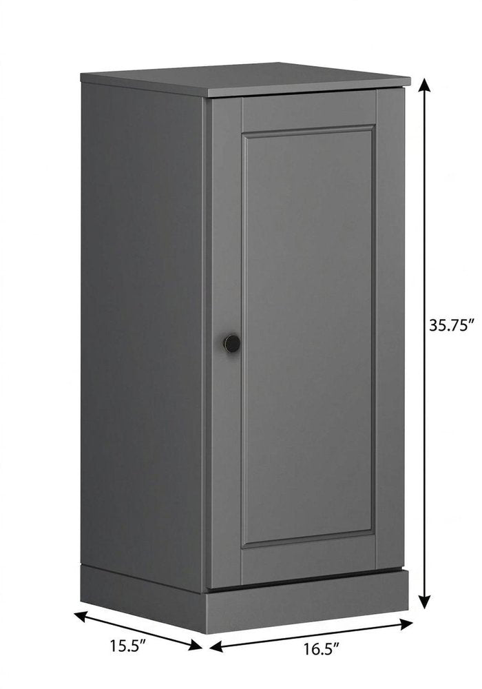 17" Gray Solid Wood Single Door Linen Cabinet HomeRoots