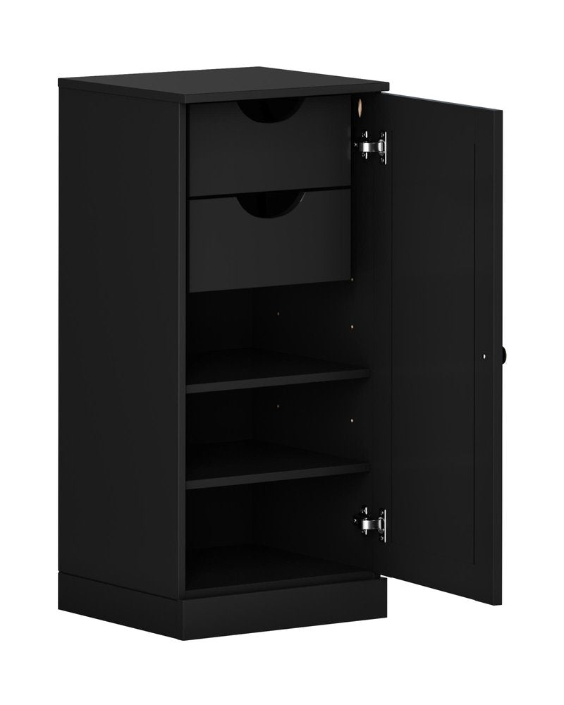 17" Black Solid Wood Single Door Linen Cabinet — view 2