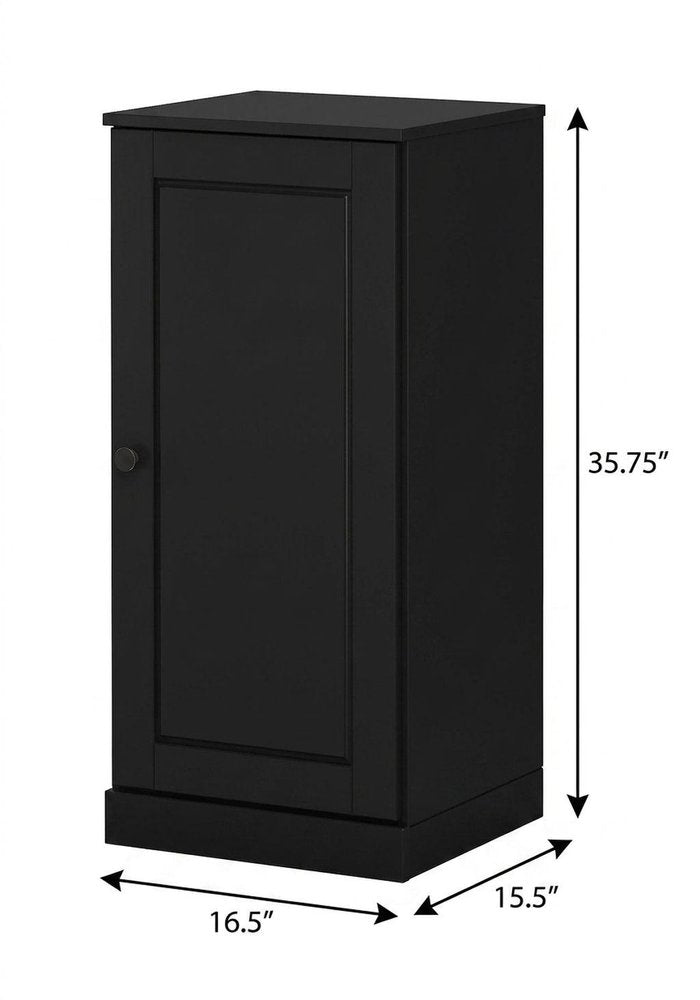 17" Black Solid Wood Single Door Linen Cabinet HomeRoots