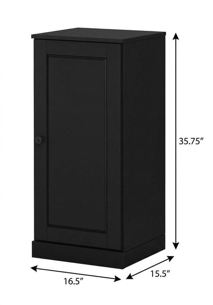 17" Black Solid Wood Single Door Linen Cabinet HomeRoots