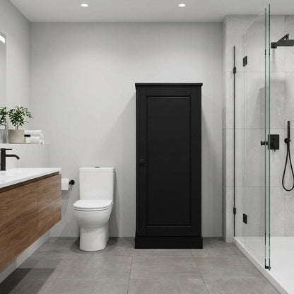 17" Black Solid Wood Single Door Linen Cabinet HomeRoots