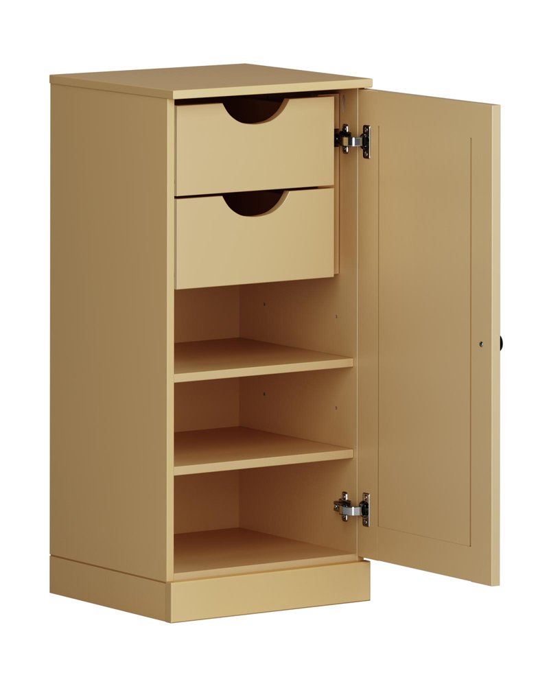 17" Yellow Solid Wood Single Door Linen Cabinet — view 2