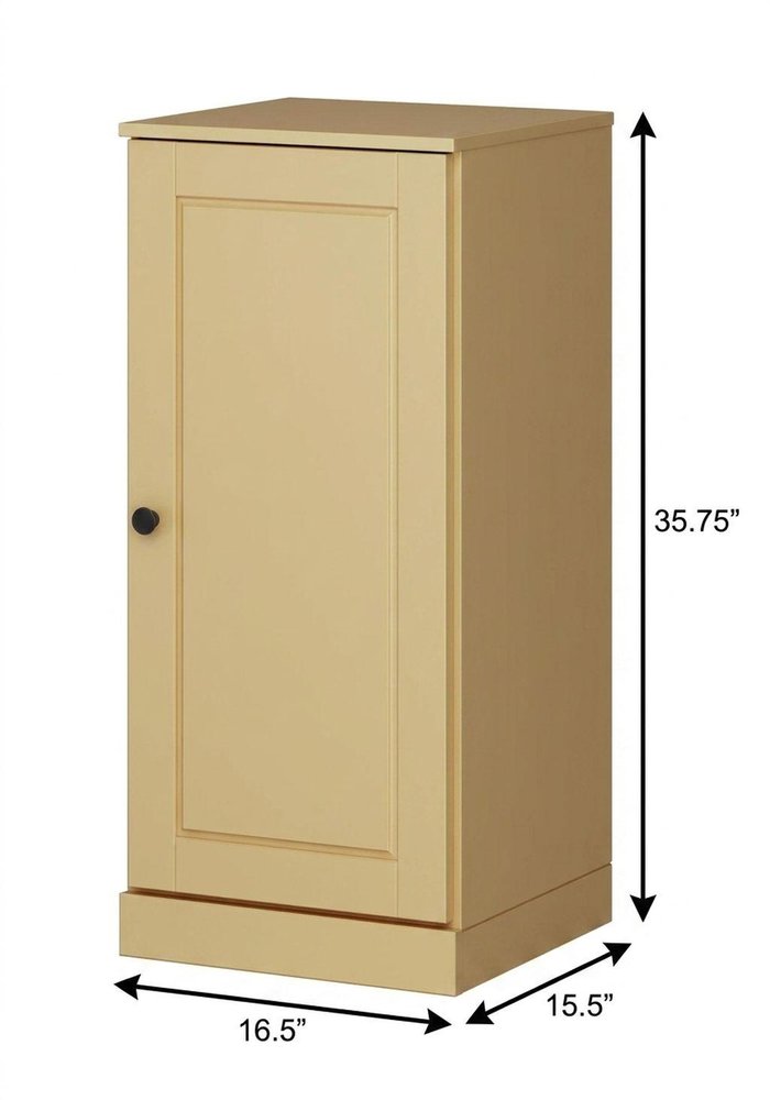 17" Yellow Solid Wood Single Door Linen Cabinet — view 5