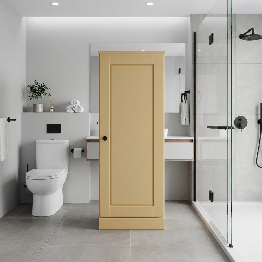 17" Yellow Solid Wood Single Door Linen Cabinet — view 6