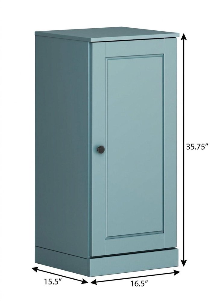 17" Aqua Solid Wood Single Door Linen Cabinet — view 5