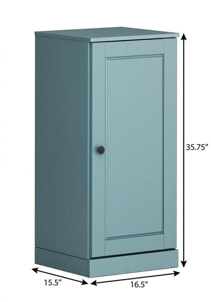 17" Aqua Solid Wood Single Door Linen Cabinet HomeRoots