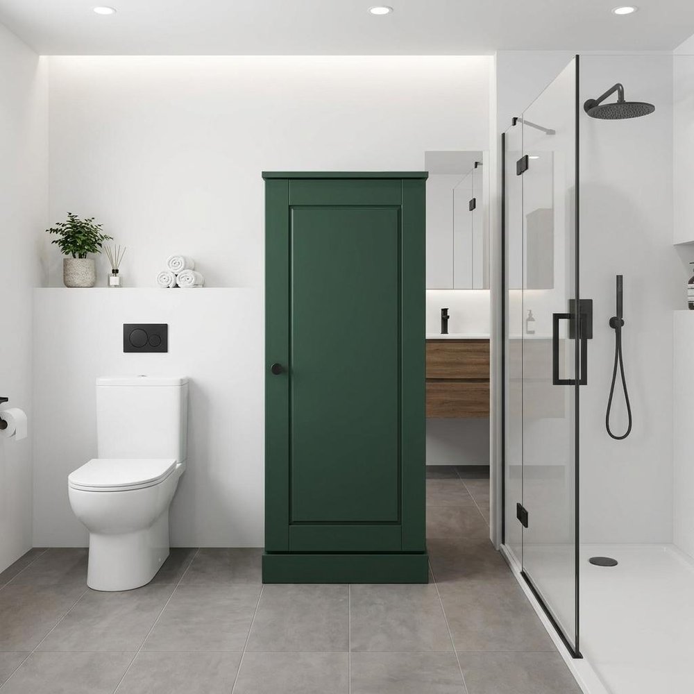 17" Green Solid Wood Single Door Linen Cabinet — view 6