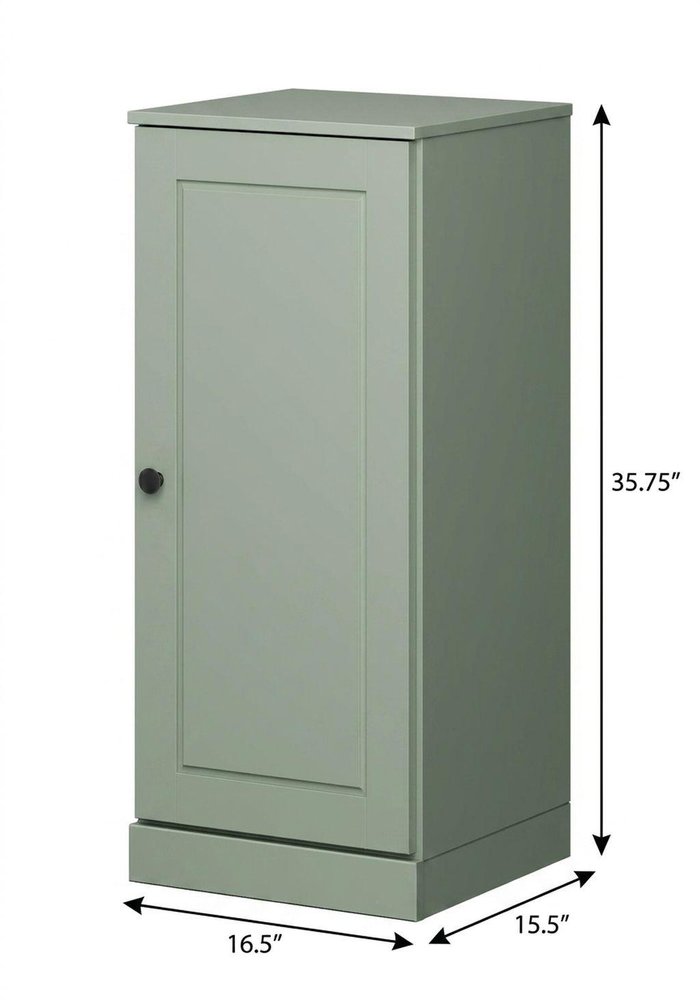 17" Sage Solid Wood Single Door Linen Cabinet