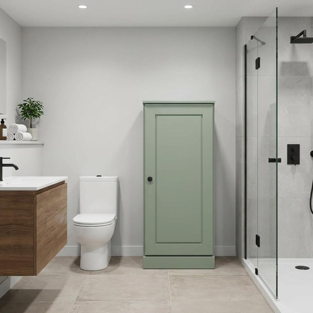 17" Sage Solid Wood Single Door Linen Cabinet HomeRoots