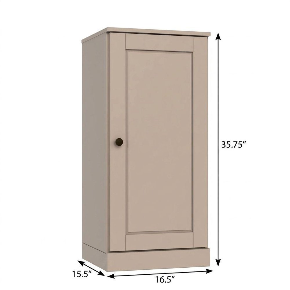 17" Beige Solid Wood Single Door Linen Cabinet — view 4