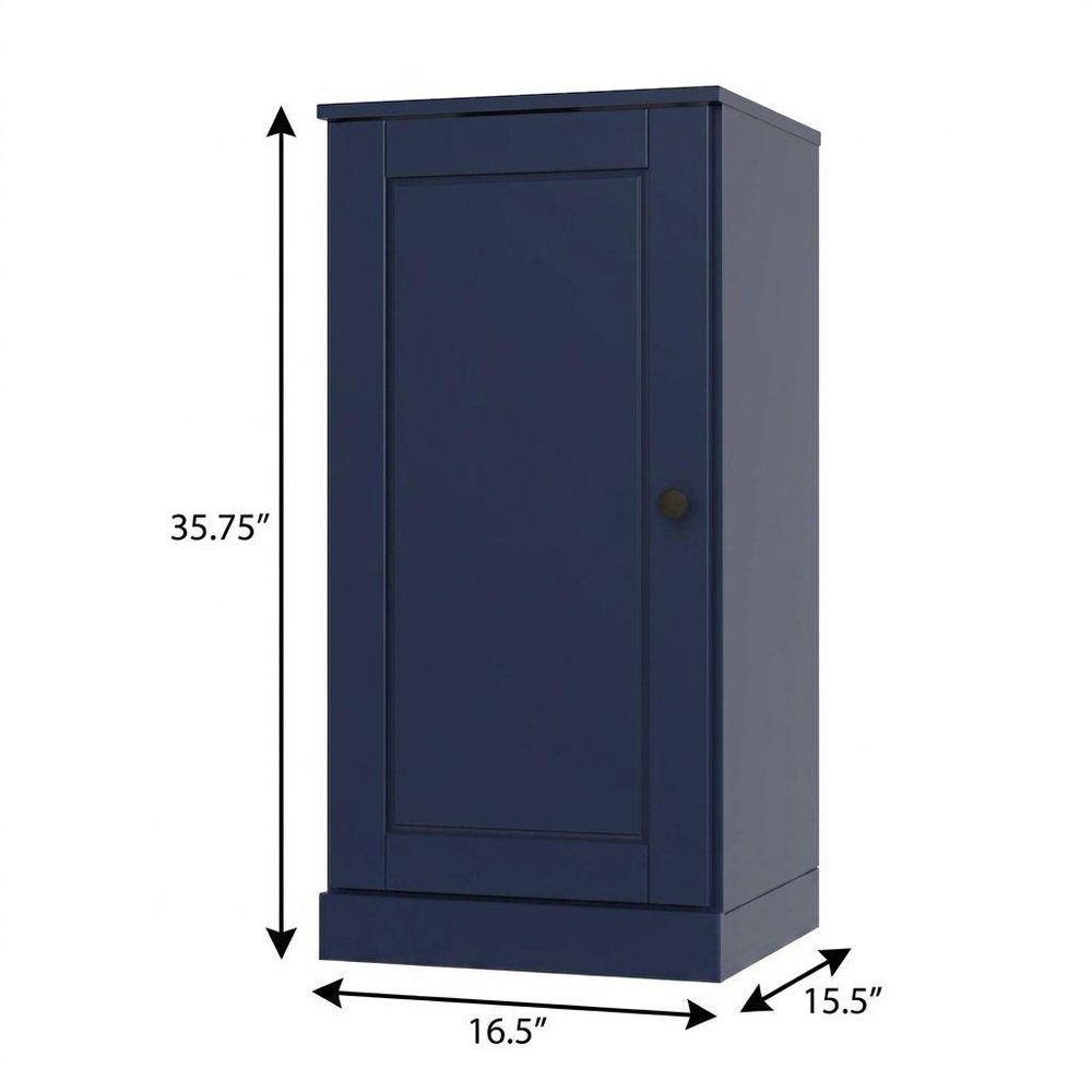 17" Navy Blue Solid Wood Single Door Linen Cabinet — view 5