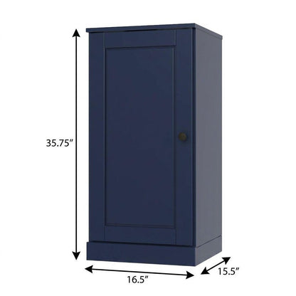 17" Navy Blue Solid Wood Single Door Linen Cabinet HomeRoots