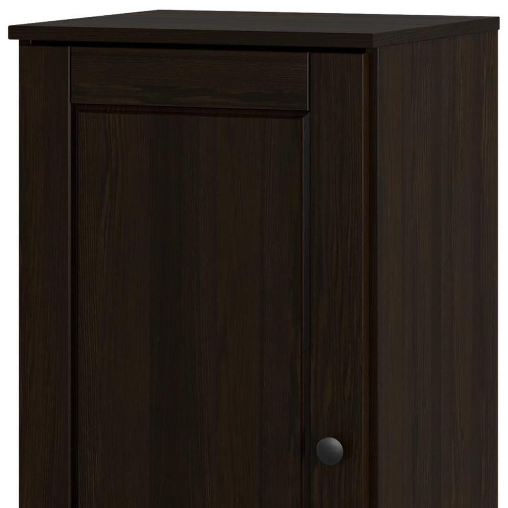 17" Espresso Solid Wood Single Door Linen Cabinet HomeRoots