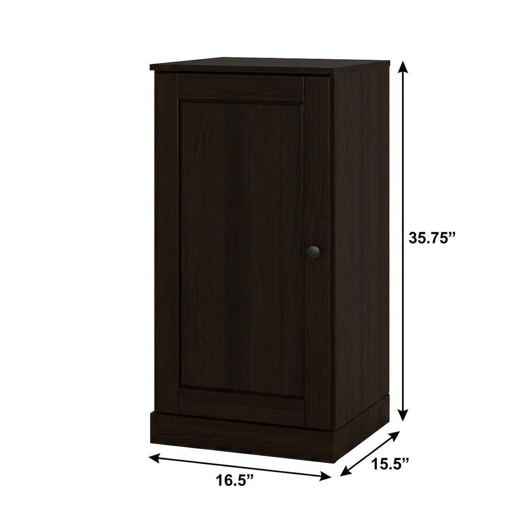 17" Espresso Solid Wood Single Door Linen Cabinet — view 5