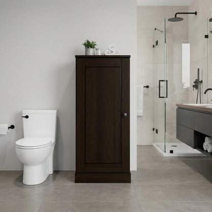 17" Espresso Solid Wood Single Door Linen Cabinet HomeRoots